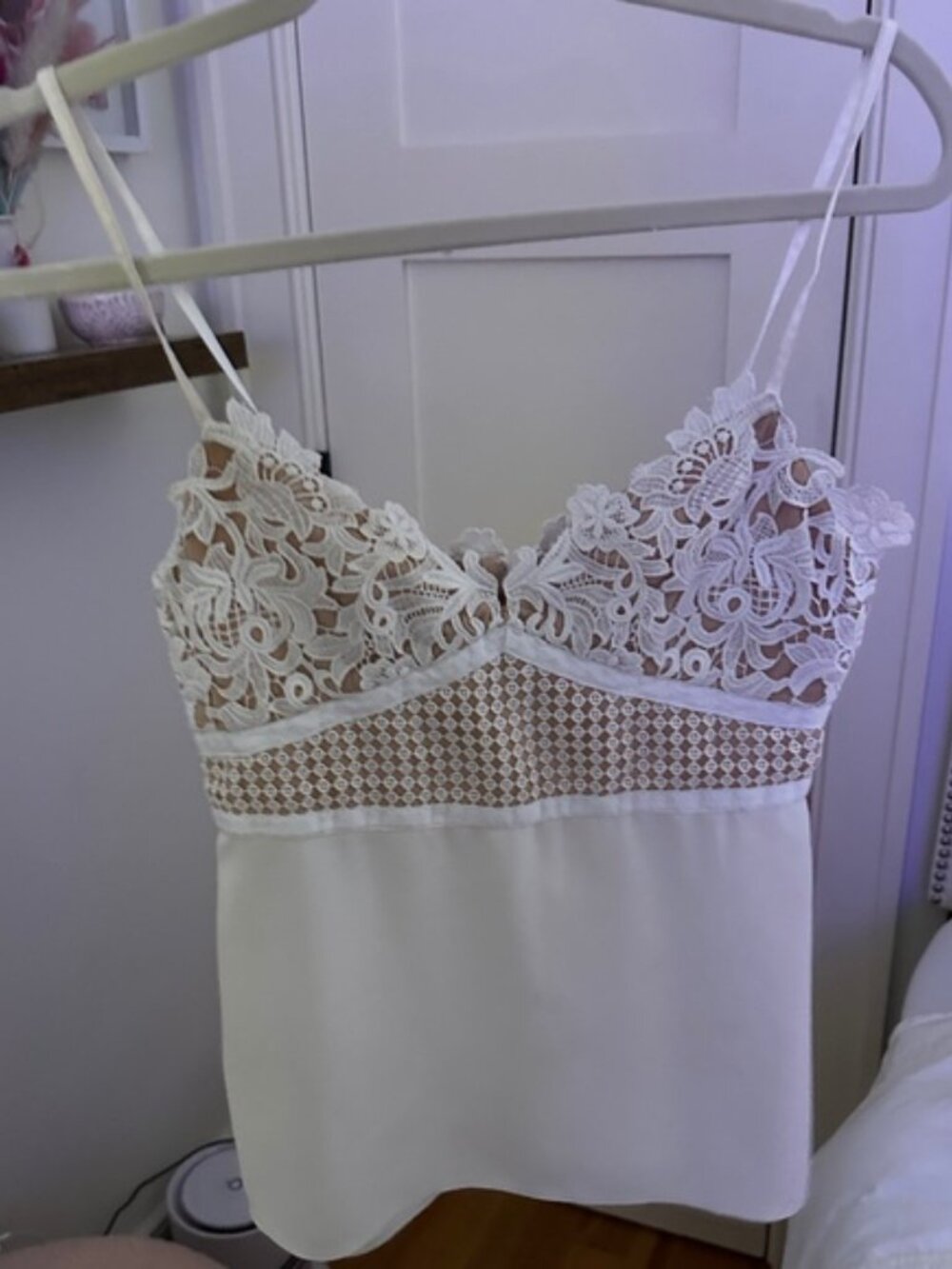 Theory Mixed Lace Top in White / Cream
